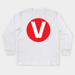 Letter V Big Red Dot Letters & Numbers Kids Long Sleeve T-Shirt